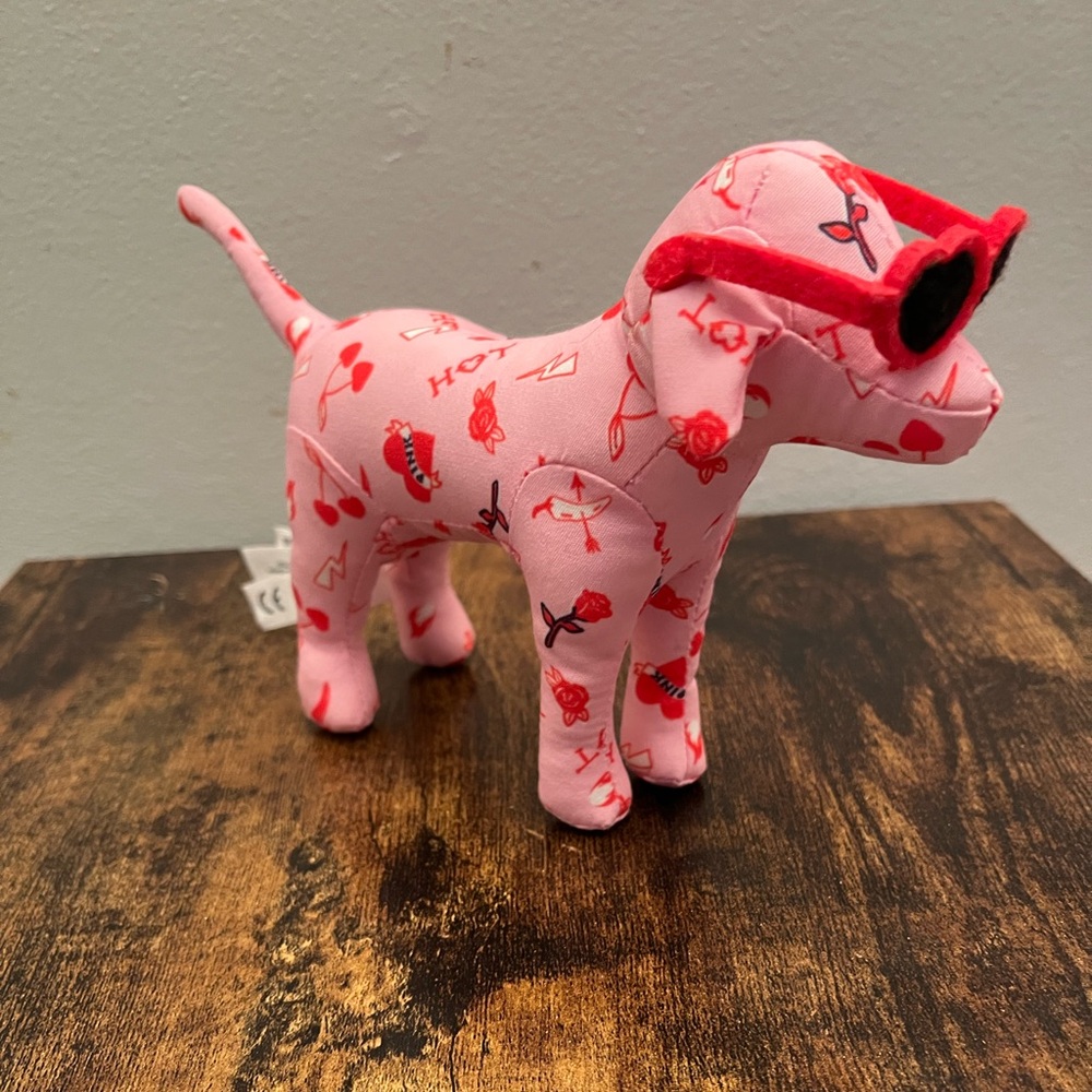 Victoria Secret Valentines Day Love Dog Plush Stuffed Animal Heart Cherry Rose